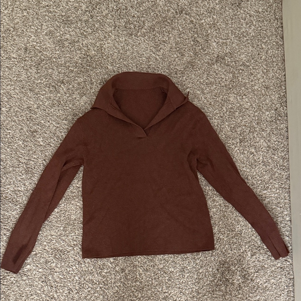 Uniqlo Ribbed Knit Sweater in Brown